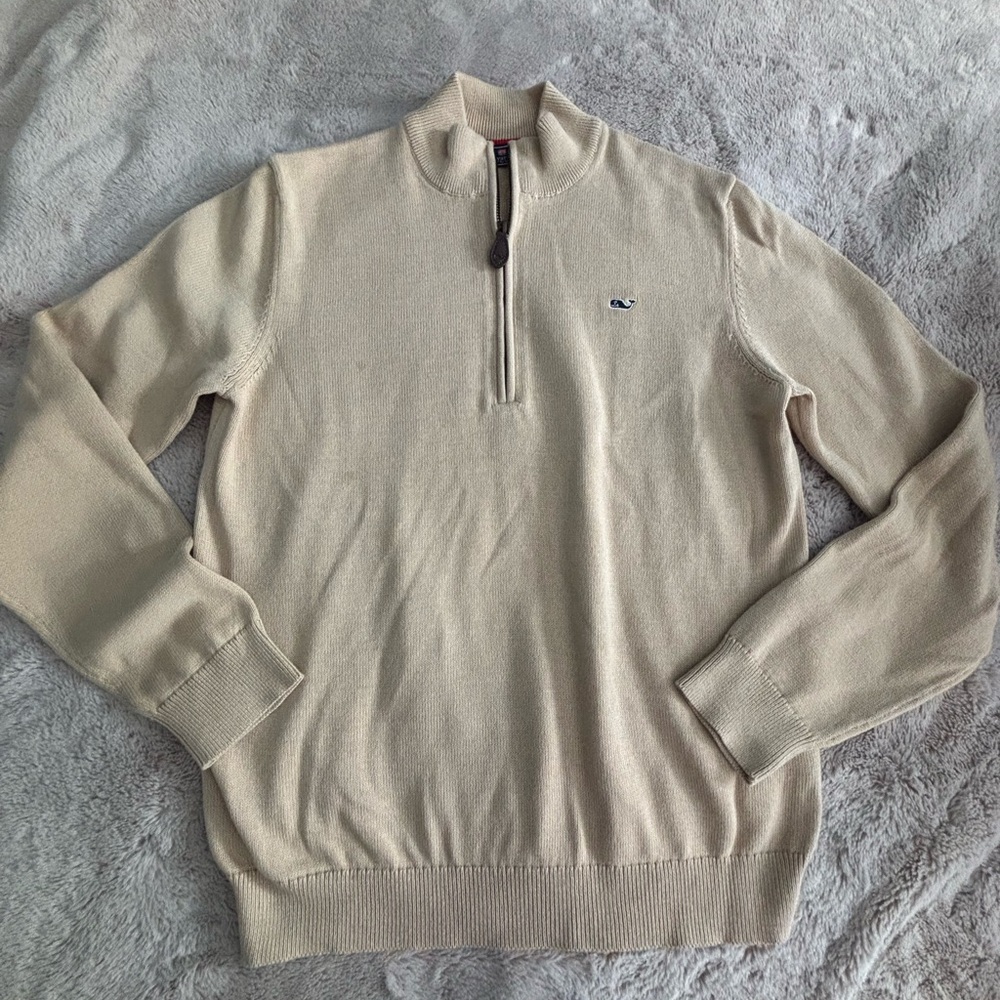 Vineyard Vines Kids' Cream Half-Zip Sweater